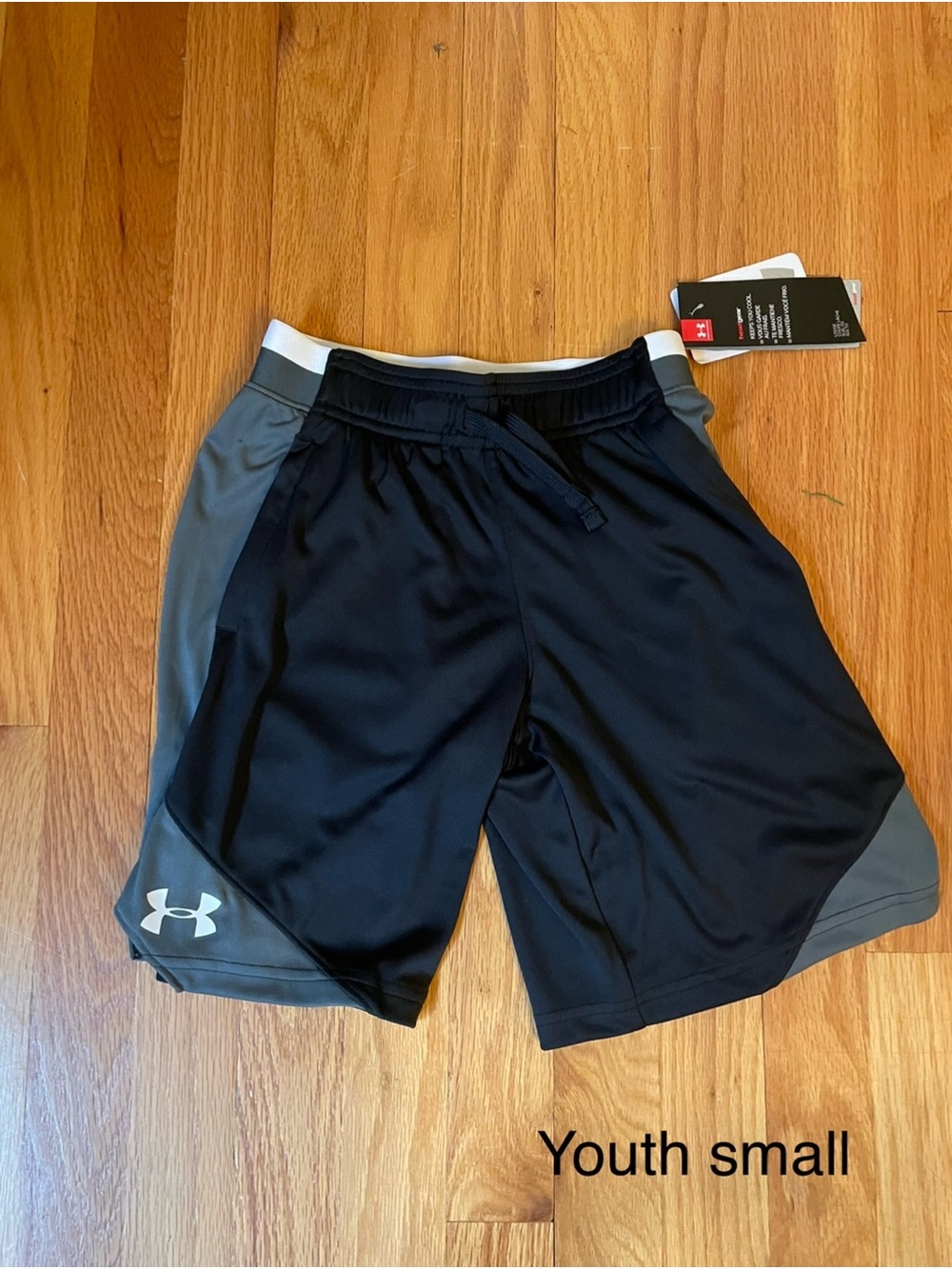 Under Armour Black and Gray Youth Athletic Shorts
